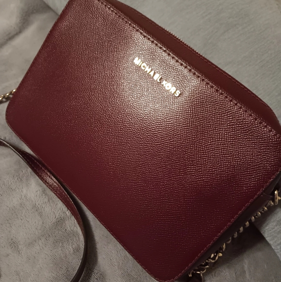 MK Burgundy Saffiano Leather Crossbody - Picture 2 of 12